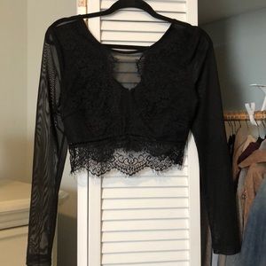 Sheer lace crop top
